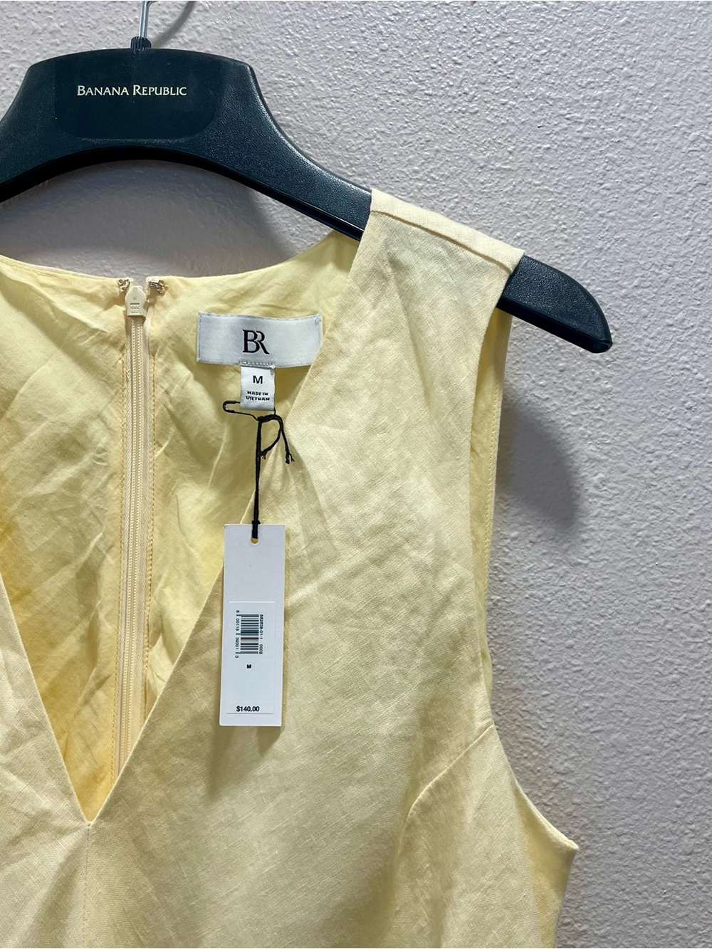 Banana Republic Linen Yellow V-Neck Sleeveless Shift Dress - Picture 5 of 8